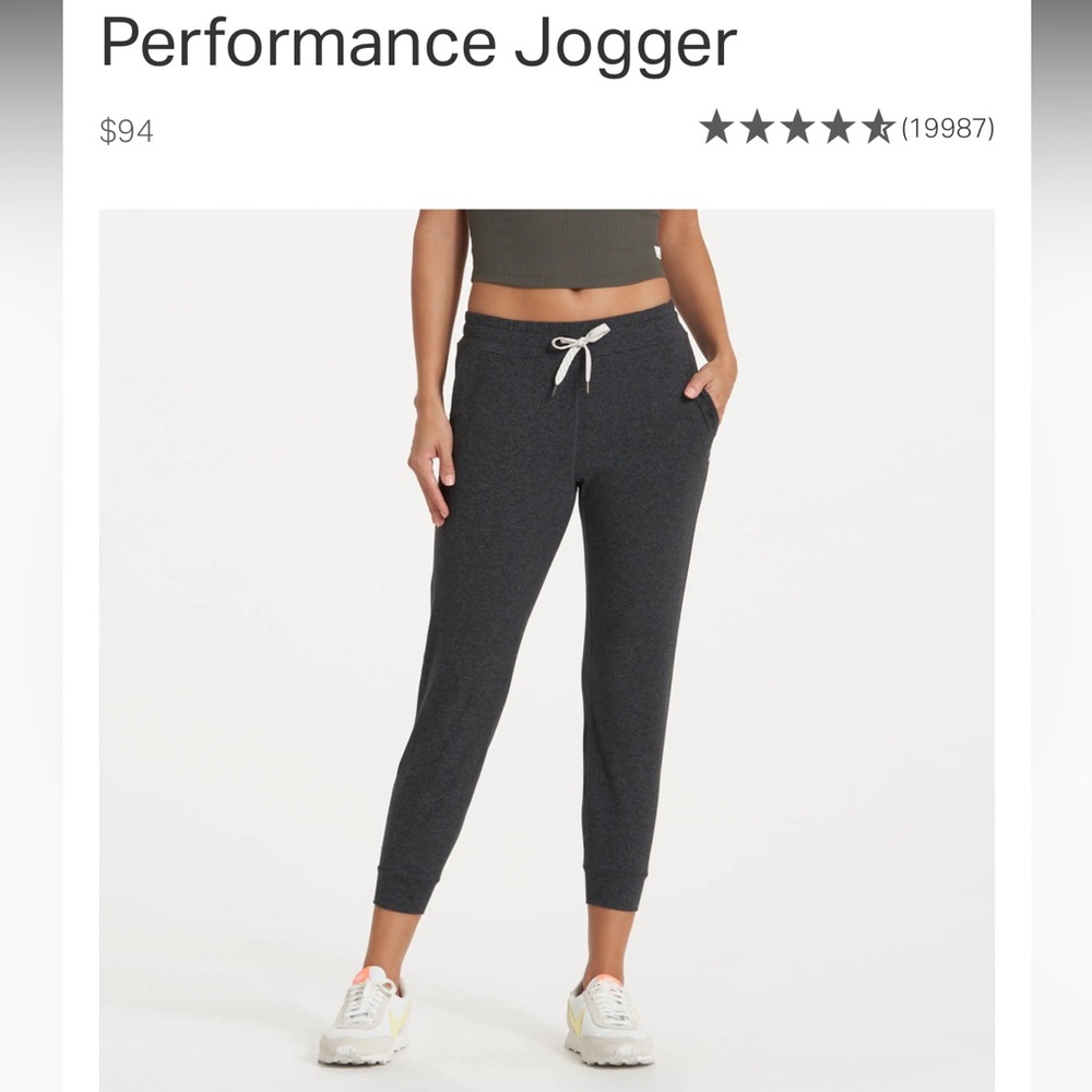 Vuori Performance Jogger. XS Charcoal Heather